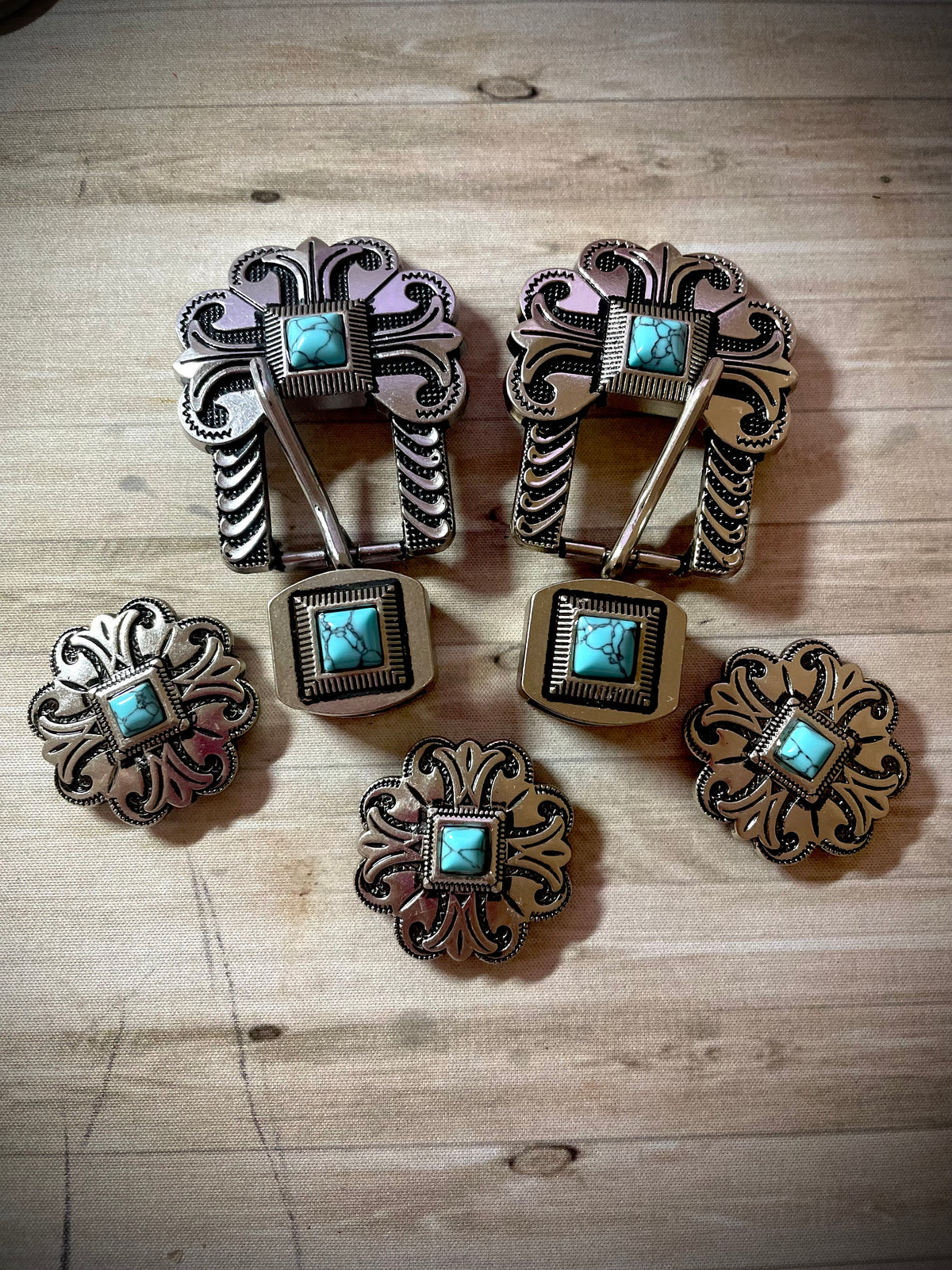 Custom Turquoise Concho Set