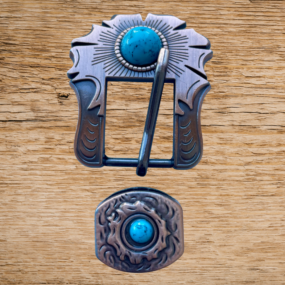 Antique Bronze Petal Buckle and Keeper 19mm