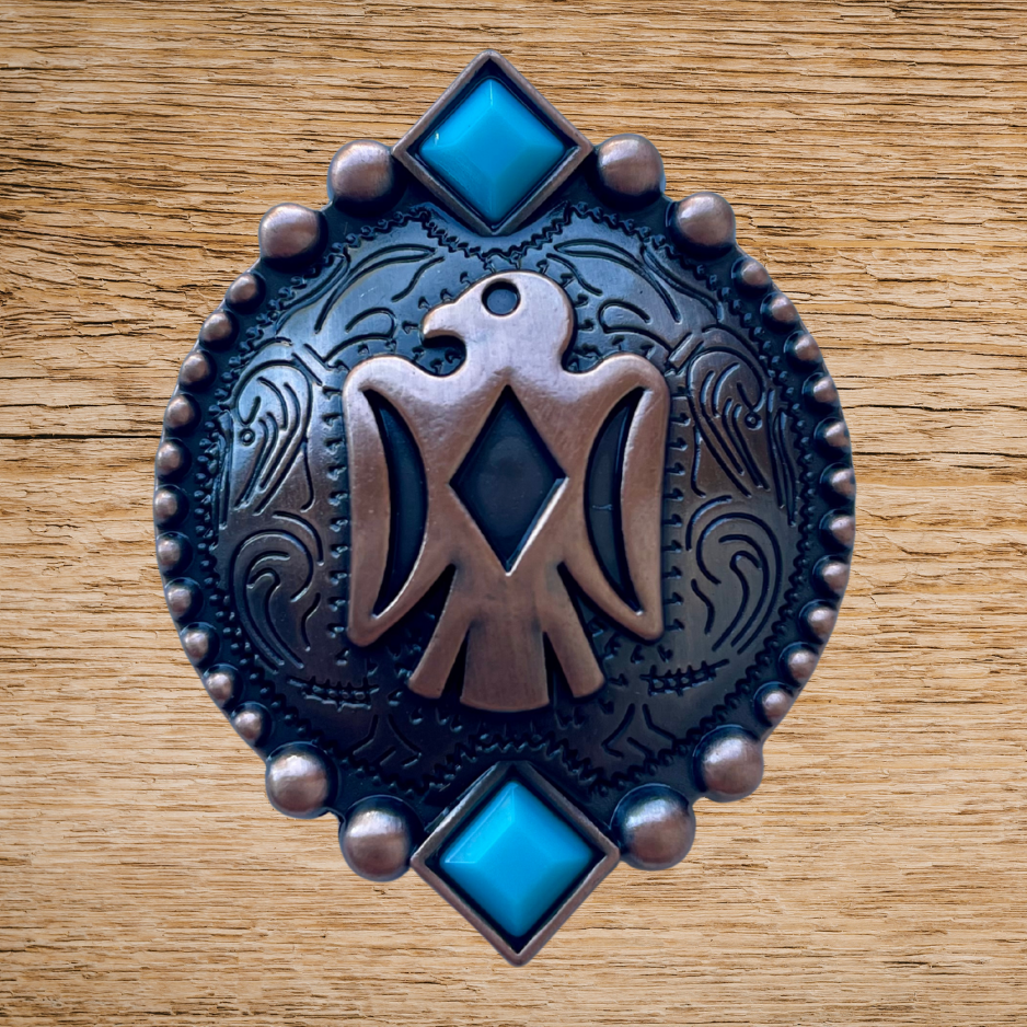 Bronze Thunderbird Concho with Turquoise 1.5"