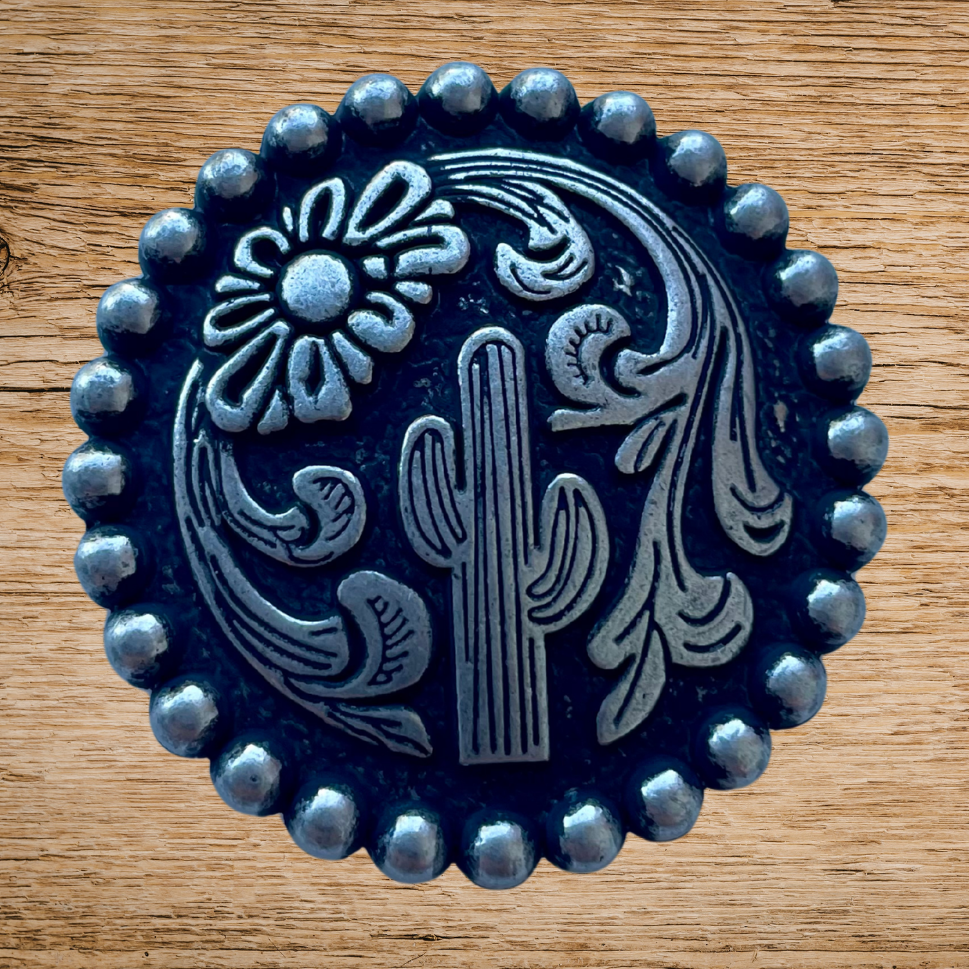 Antique Silver Cactus Concho 38mm 1.5"