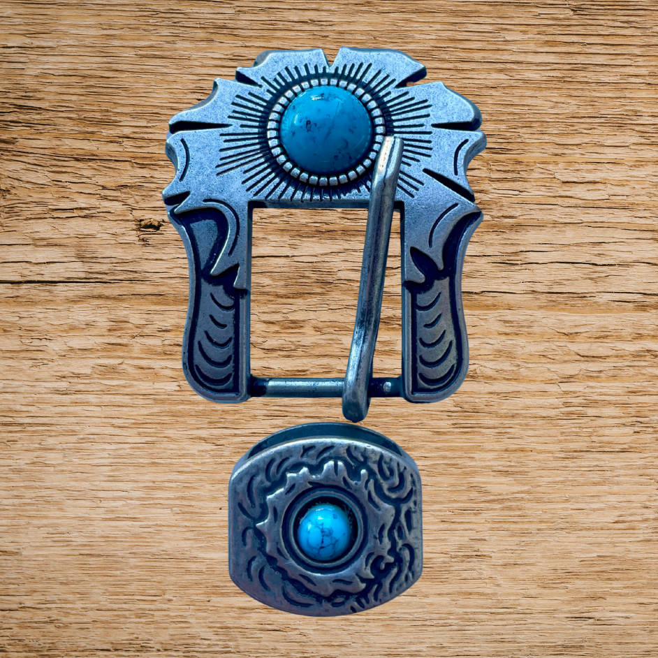 Antique Silver Petal Buckle and Keeper 19mm
