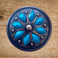 Cactus Flower Concho Bronze with Turquoise 1.5"