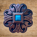 Bronze Scroll Concho 33mm Turquoise 1"