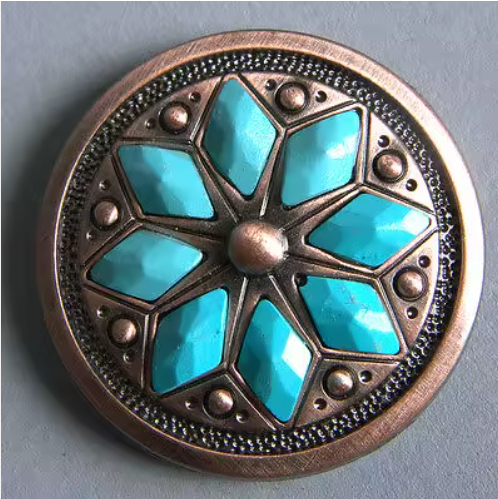 Cactus Flower Concho Bronze with Turquoise